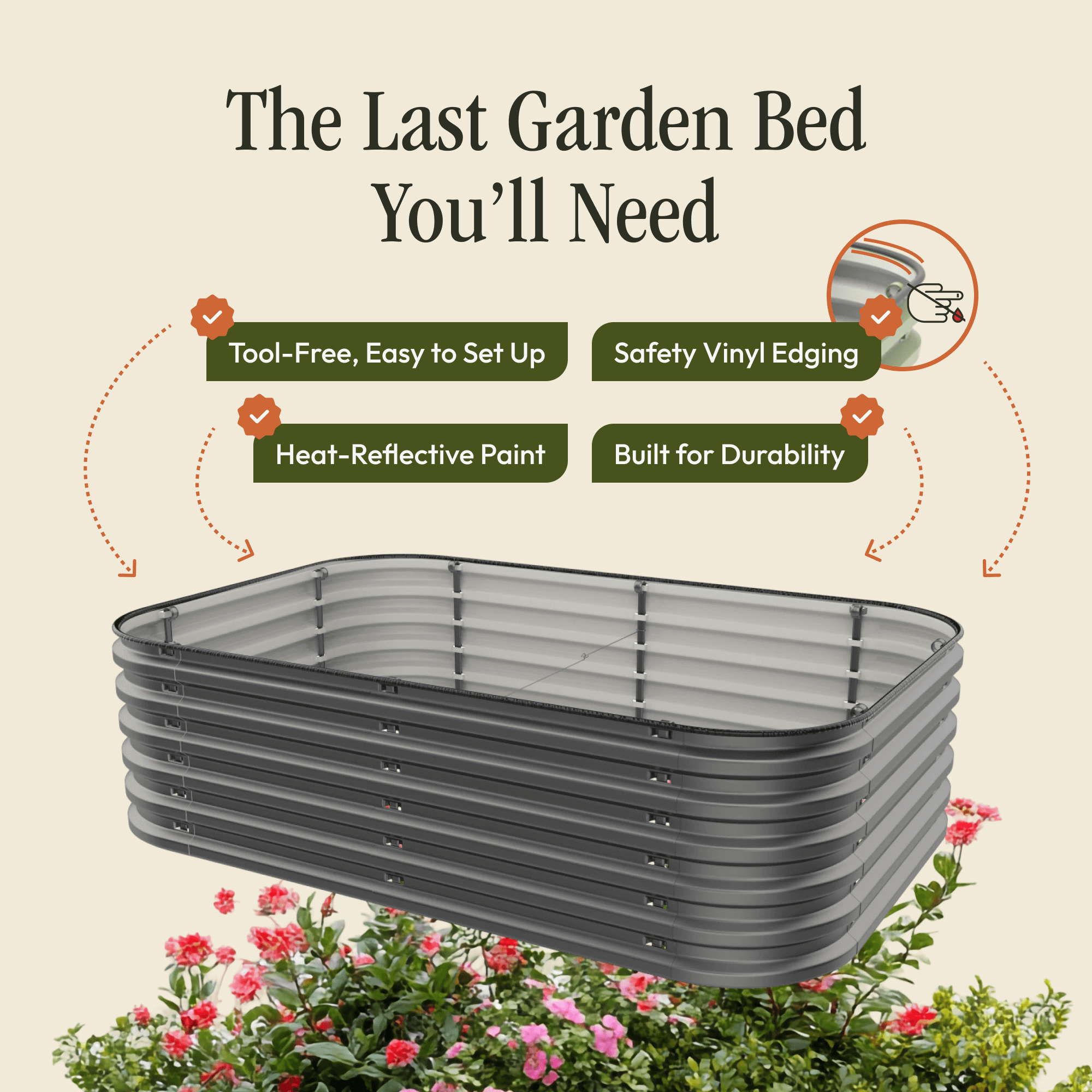 Metal Raised Garden Bed Kit - Last Garden Bed You'll Ever Need (Modern Gray)