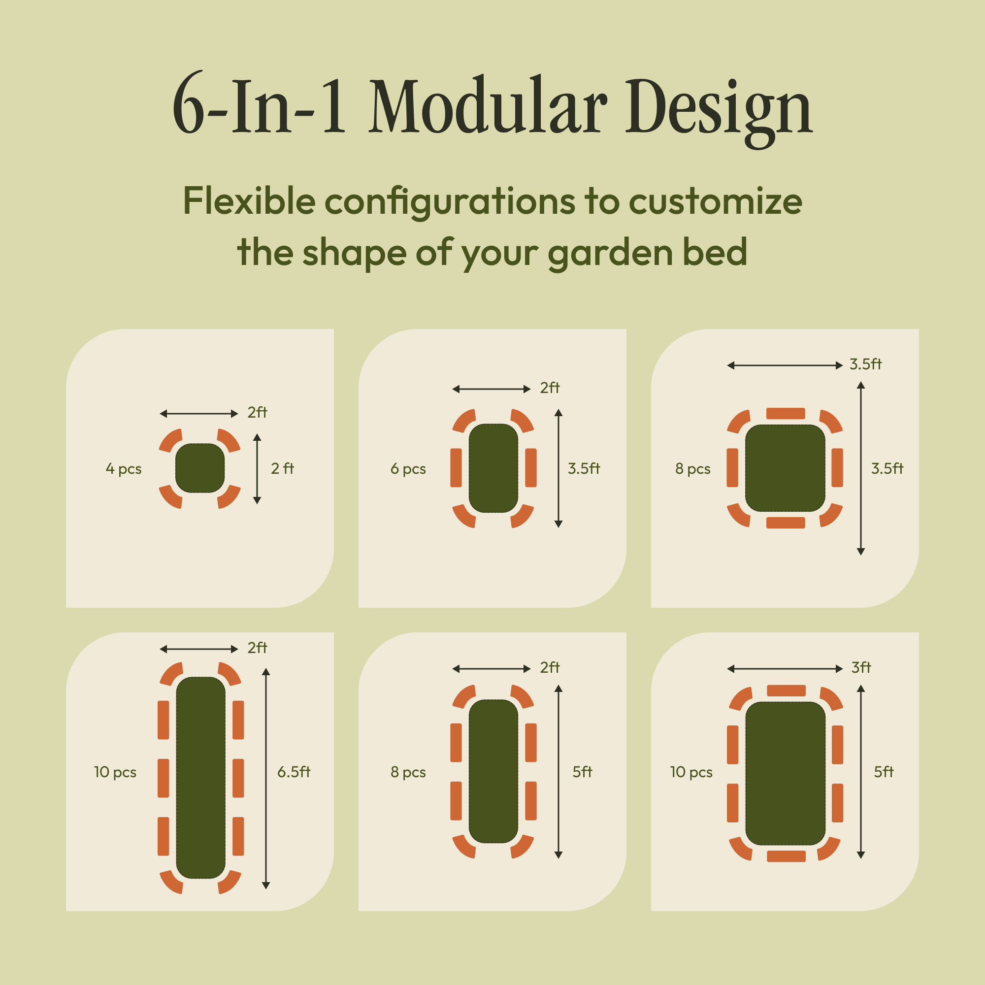 Metal Raised Garden Bed Kit - 6-in-1 Modular Design