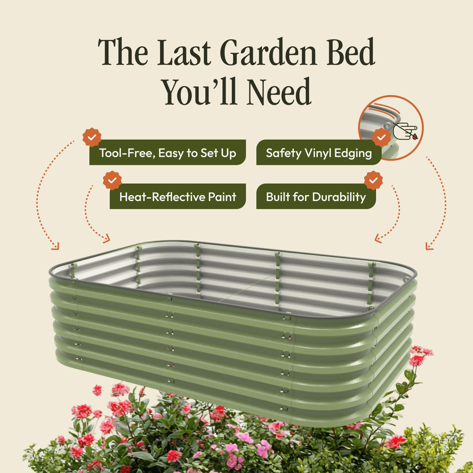 Metal Raised Garden Bed Kit - Last Garden Bed You'll Ever Need (Modern Green)